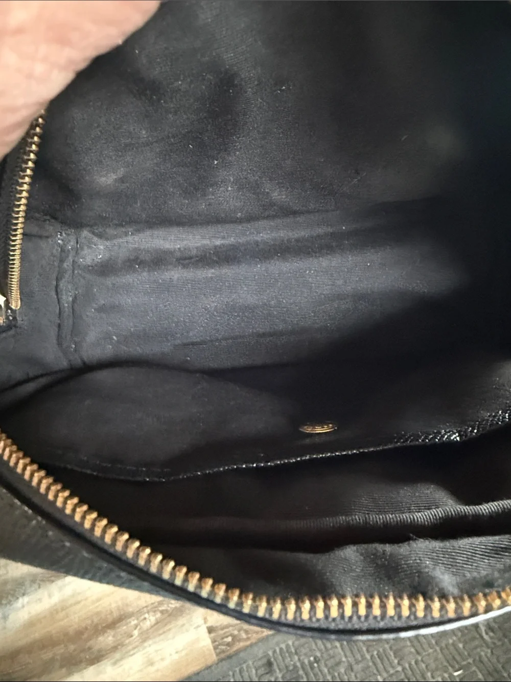 Coach Black Leather Wristlet Travel Pouch with Gold Logo